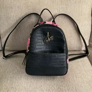 Juicy Couture Black Backpack with Pink Floral Accents